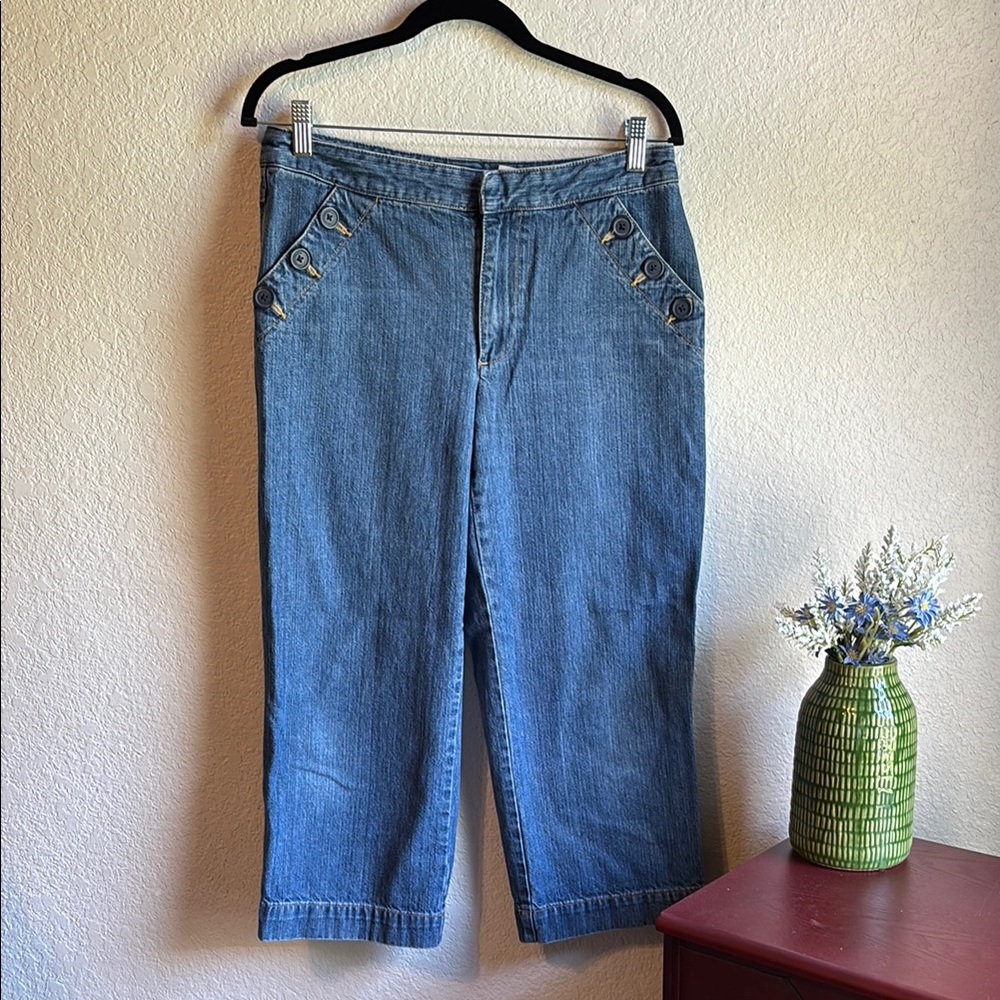 EUC Liz Claiborne Audra Denim Wide Leg Crop Pant